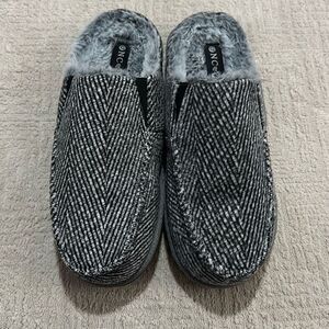 ONCAI Clog Slippers Stripe Faux Fur Cotton-Blend High-Density Memory Foam Men’s